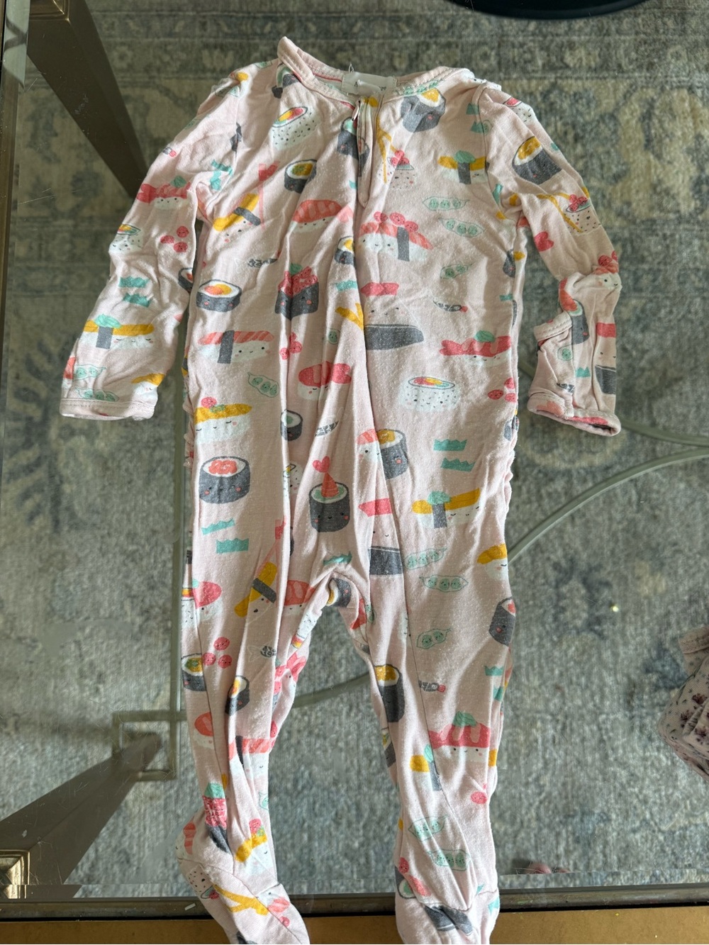 Angel Dear Pink Sushi Print Footie One-Piece